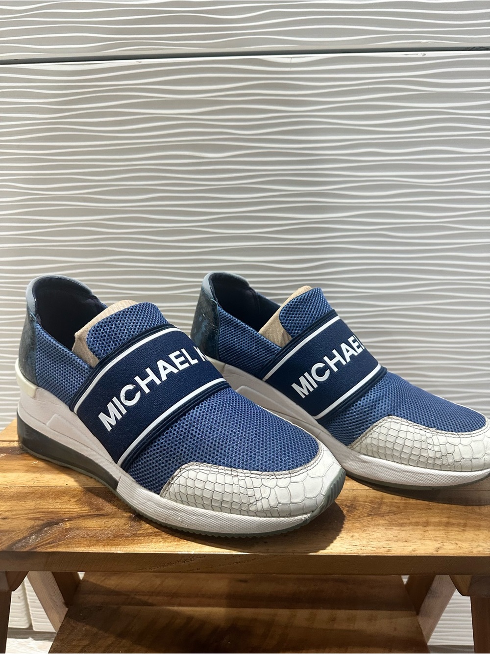MICHAEL Michael Kors Navy and White Slip-On Sneakers